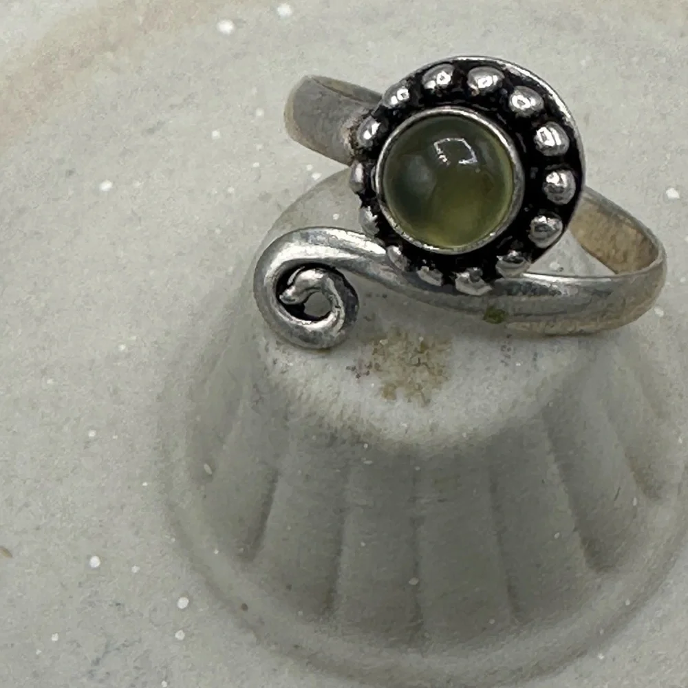Artisan Silver Ring with Green Stone